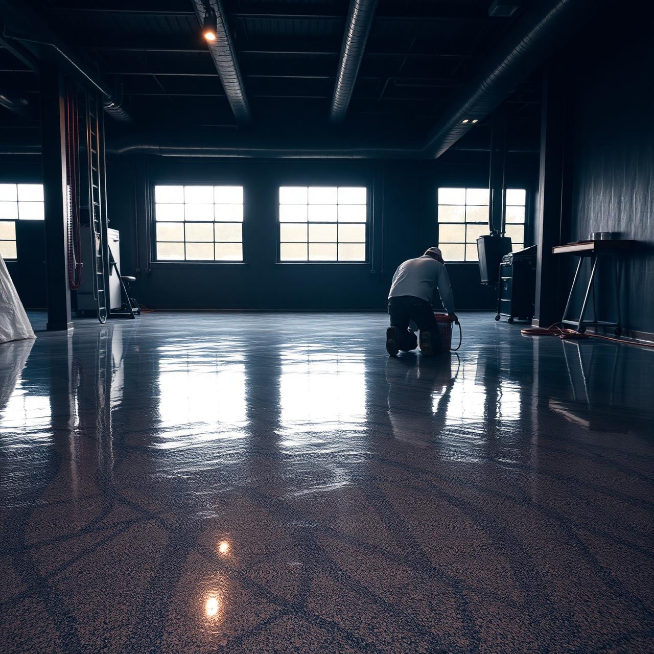 4K Surface Coatings installer applying epoxy floor